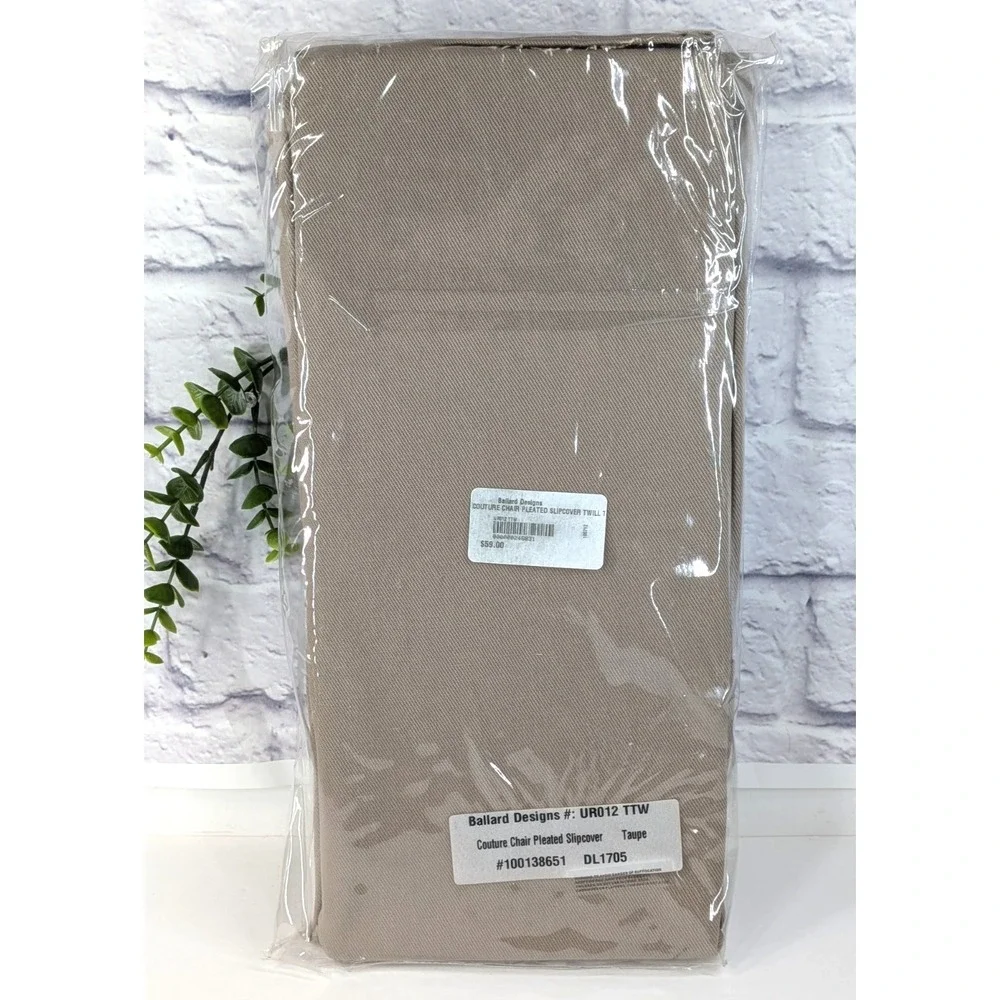 NEW SEALED $59😍Ballard Designs Couture Chair Slipcover Twill Pleated Taupe